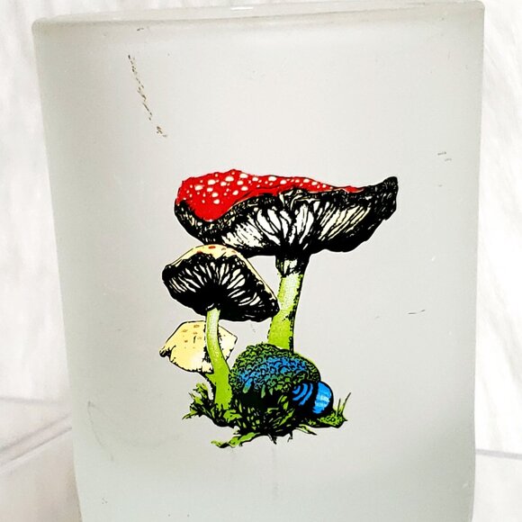 Vintage Mushroom Art Frosted Glass Tea Light Boho Natural Candle Holder - Picture 9 of 11